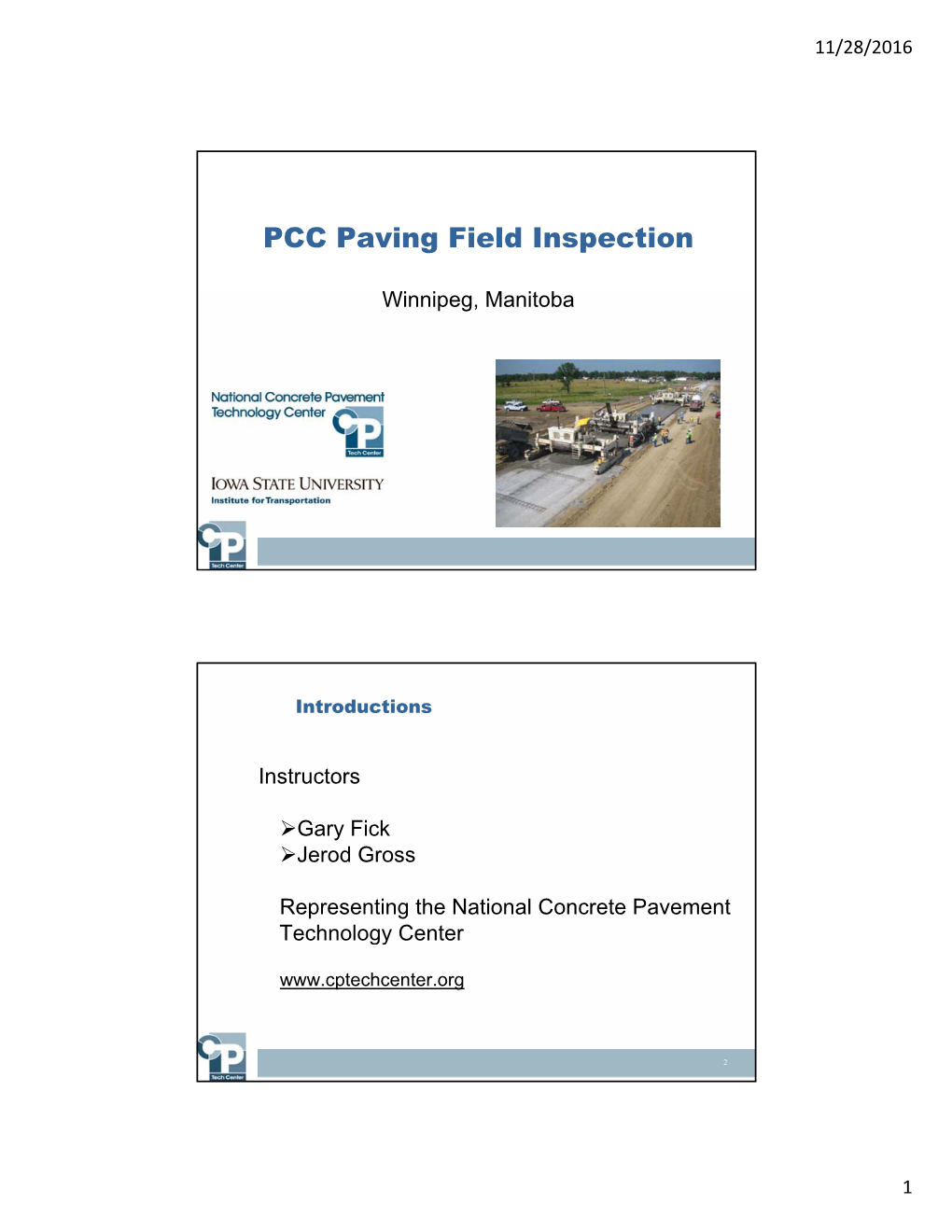 PCC Paving Field Inspection