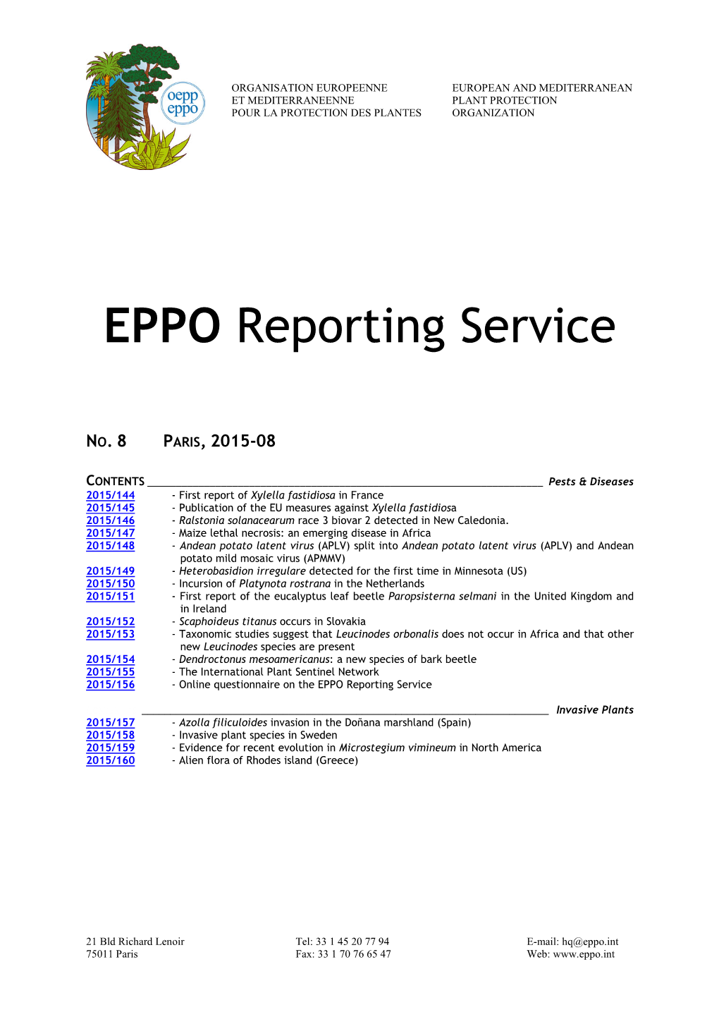 EPPO Reporting Service