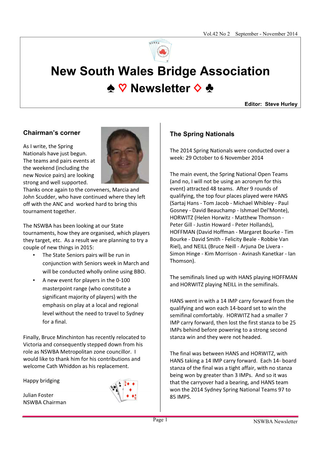NSWBA Newsletter