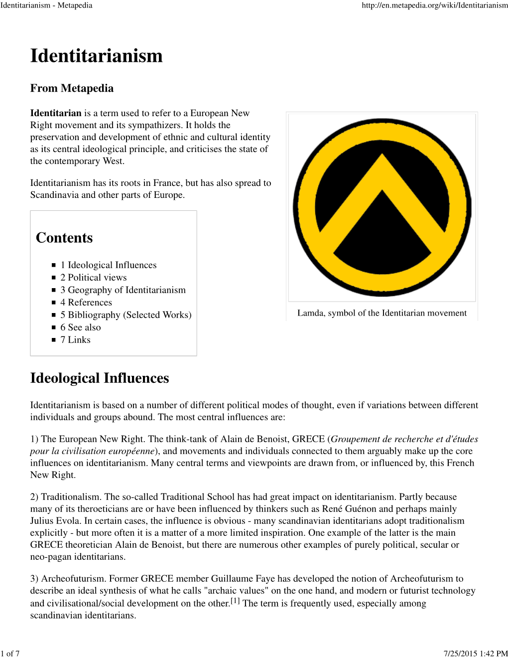 Identitarianism - Metapedia