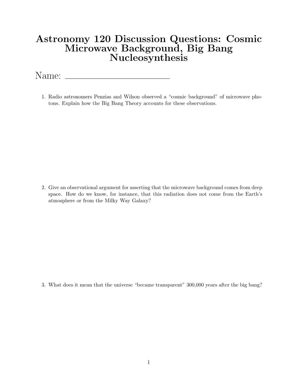 Cosmic Microwave Background, Big Bang Nucleosynthesis Name