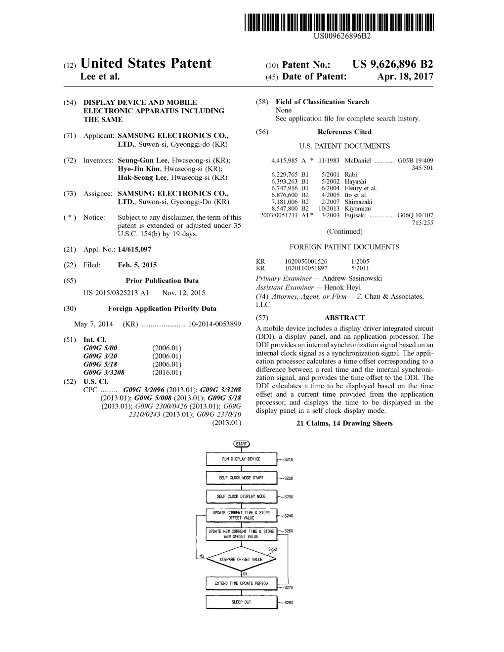 (12) United States Patent (10) Patent No.: US 9,626,896 B2 Lee Et Al