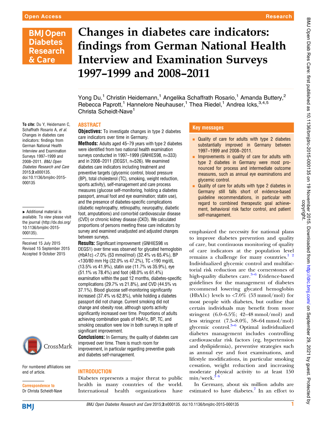 Findings from German National Health Interview and Examination Surveys