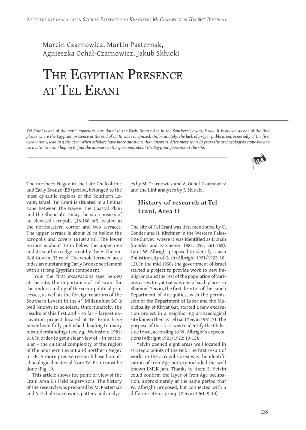 The Egyptian Presence at Tel Erani
