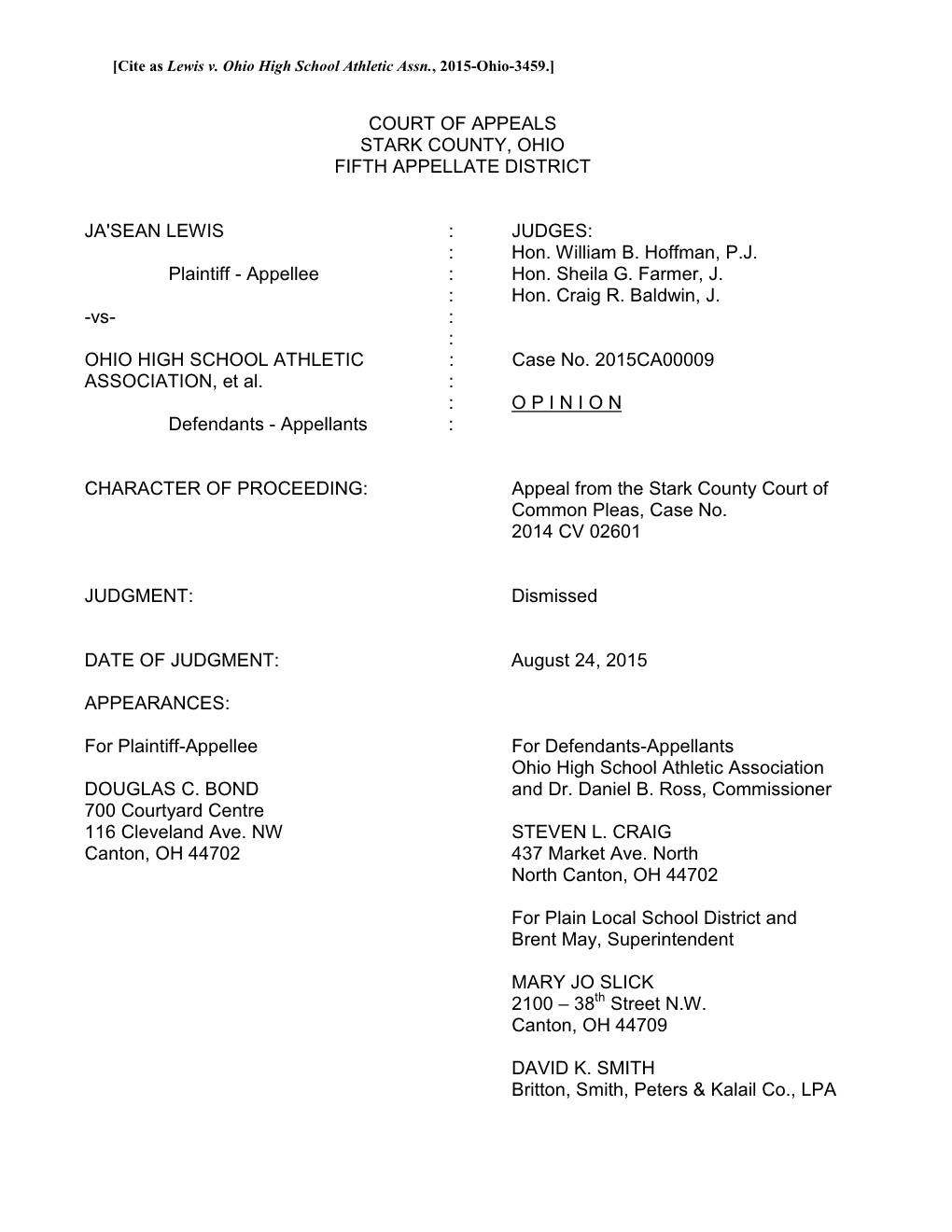 Lewis V. Ohio High School Athletic Assn., 2015-Ohio-3459.]