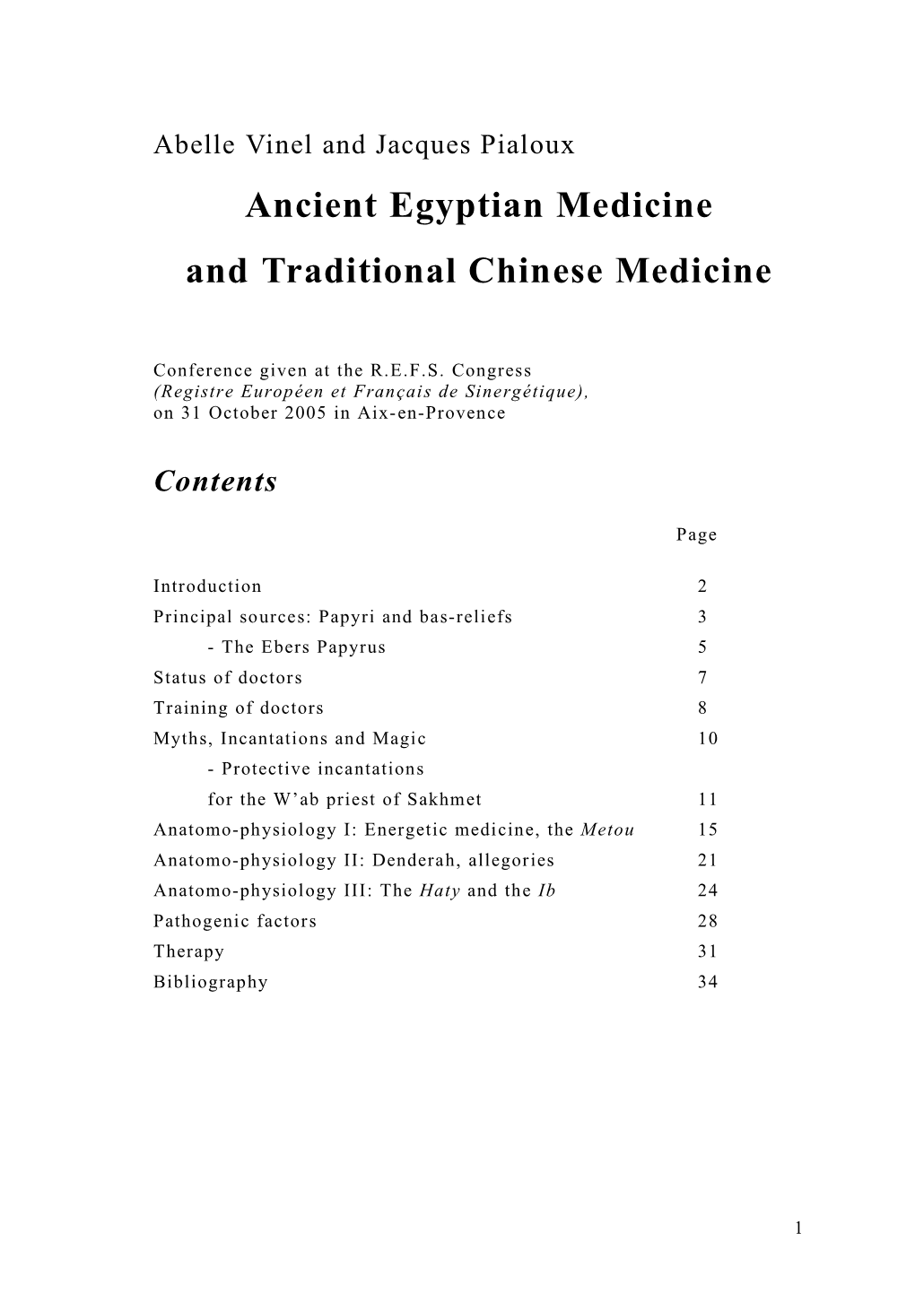 Ancient Egyptian Medicine and Traditional Chinese Medicine