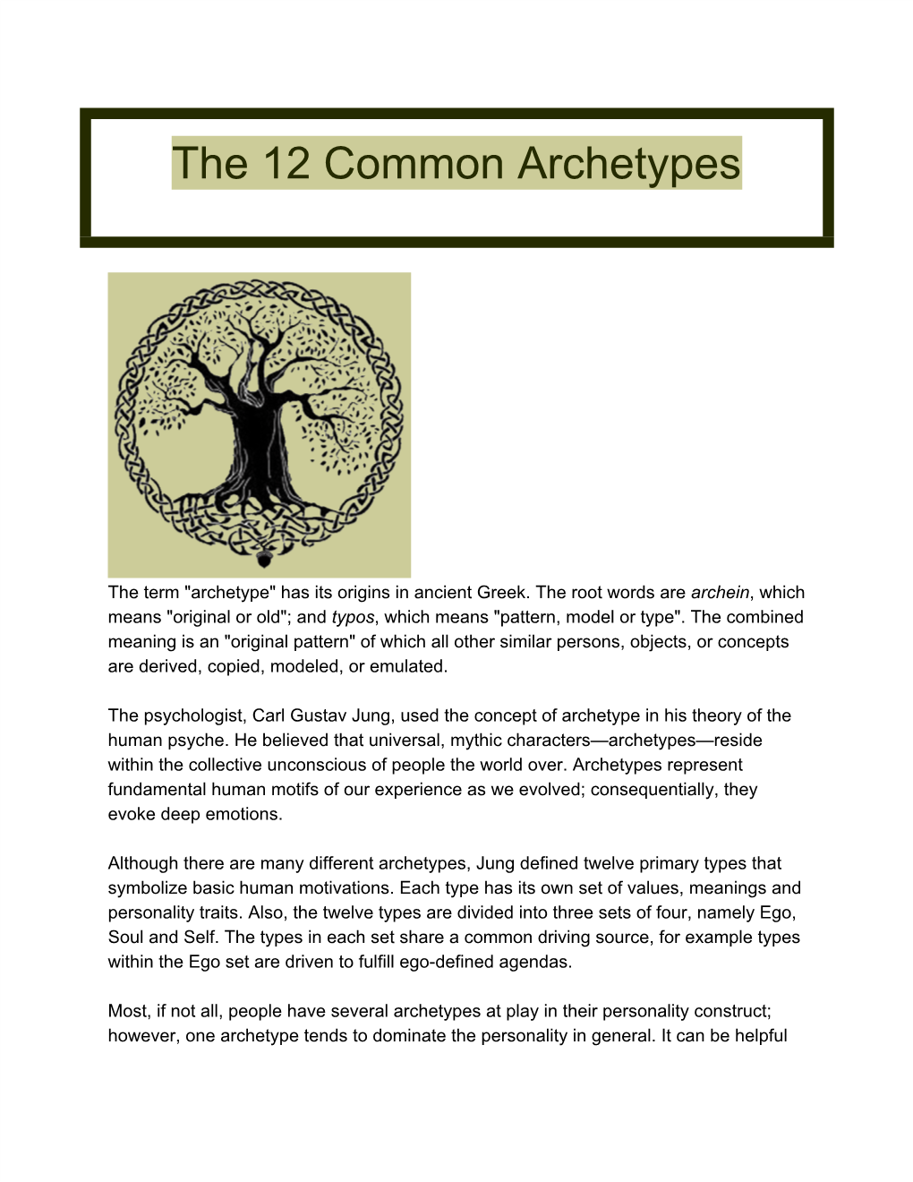 The 12 Common Archetypes