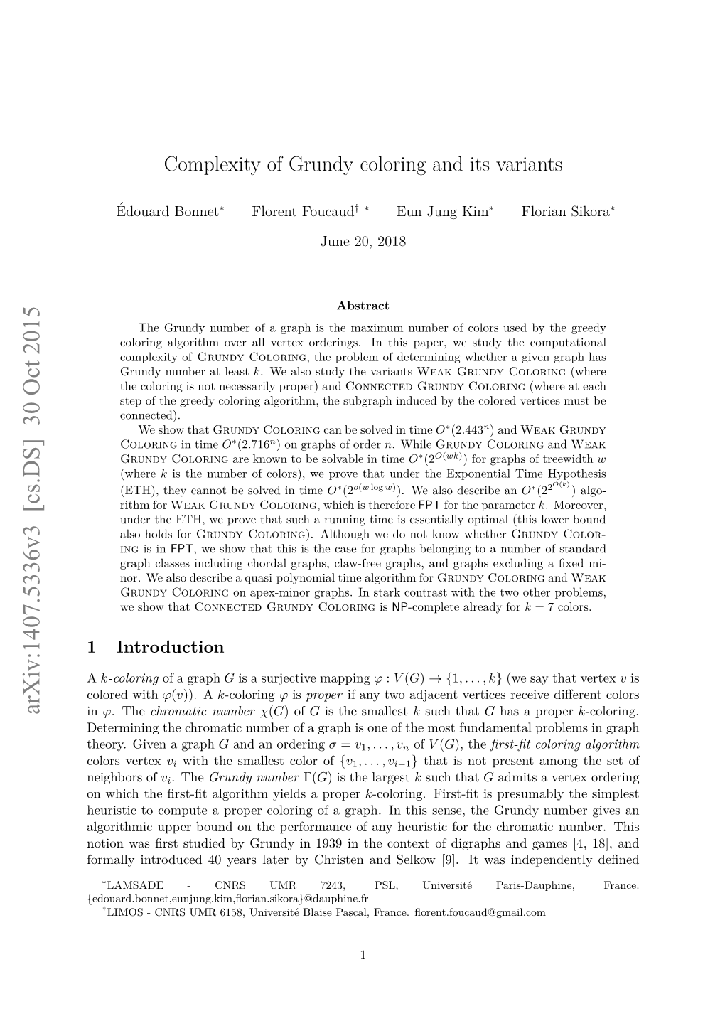 Complexity of Grundy Coloring and Its Variants