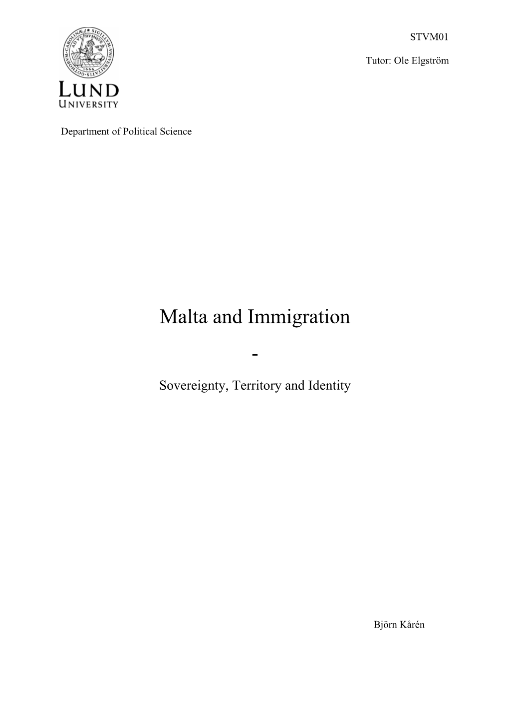 Malta and Immigration