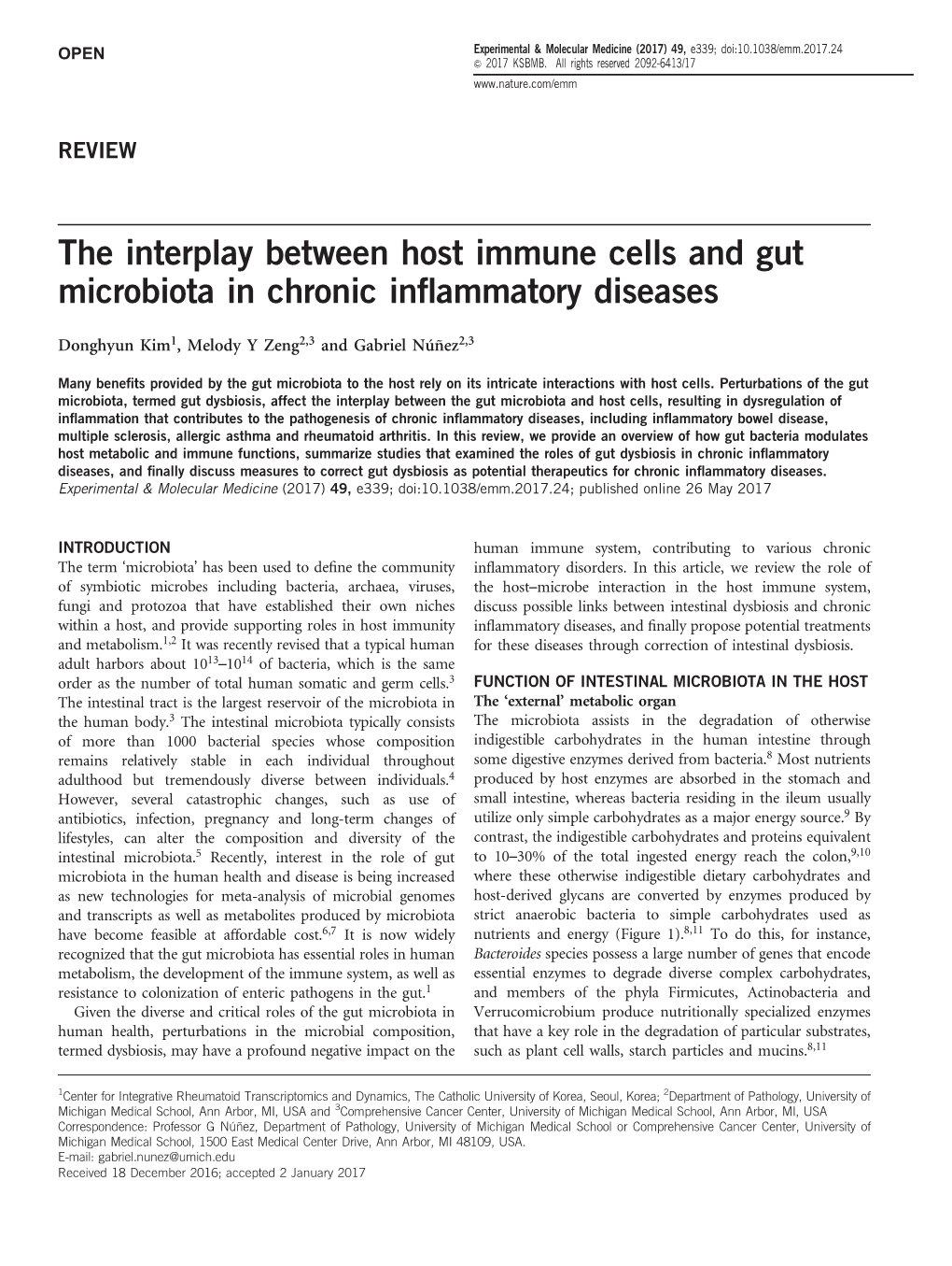 The Interplay Between Host Immune Cells and Gut Microbiota in Chronic Inflammatory Diseases