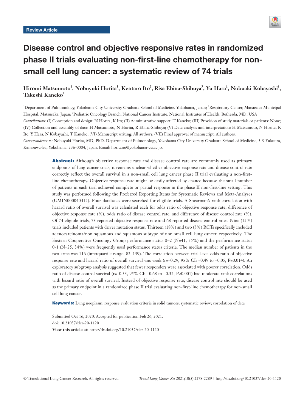 Disease Control and Objective Responsive Rates in Randomized