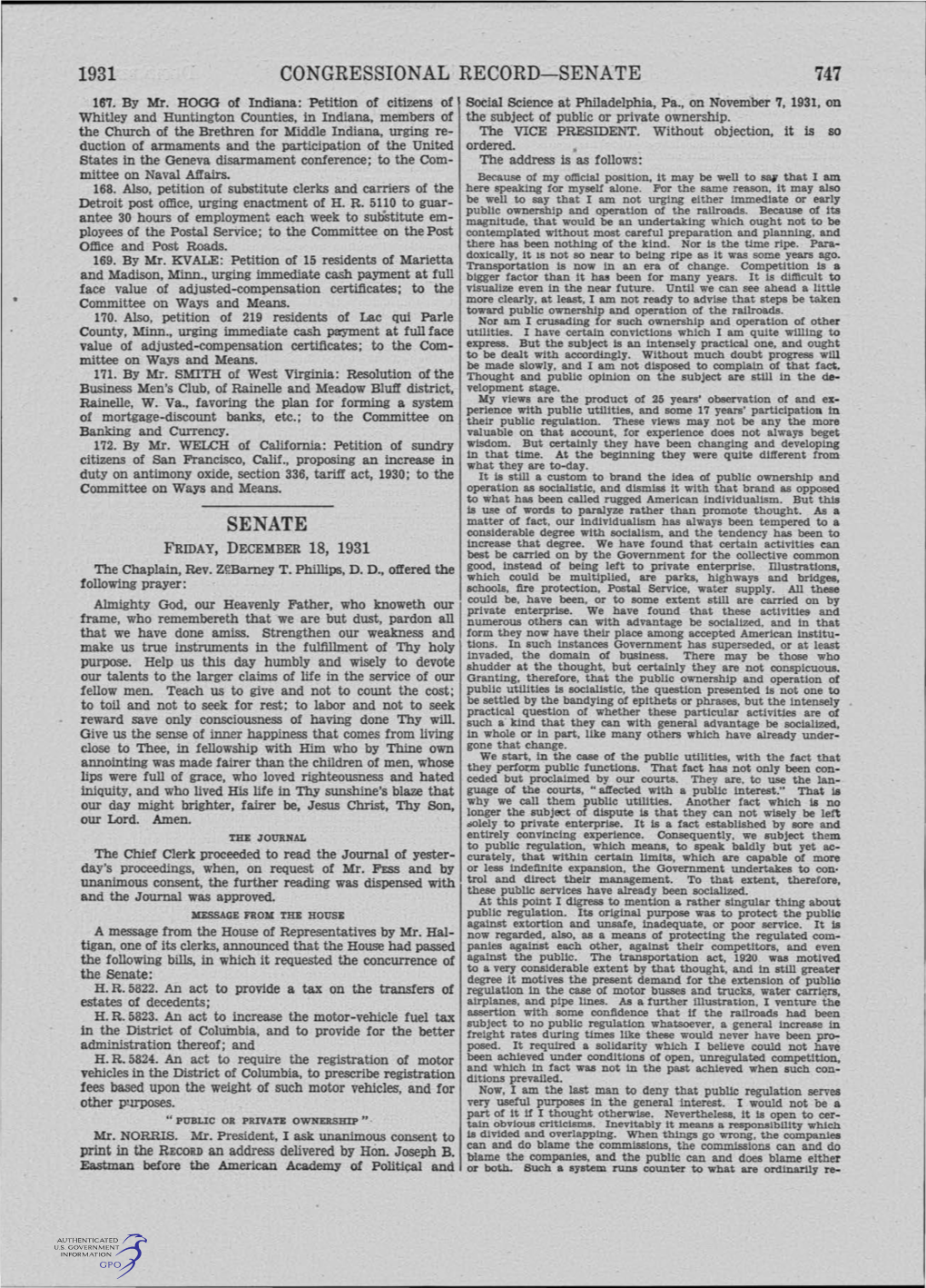 Congressional Record-Senate 747 Senate