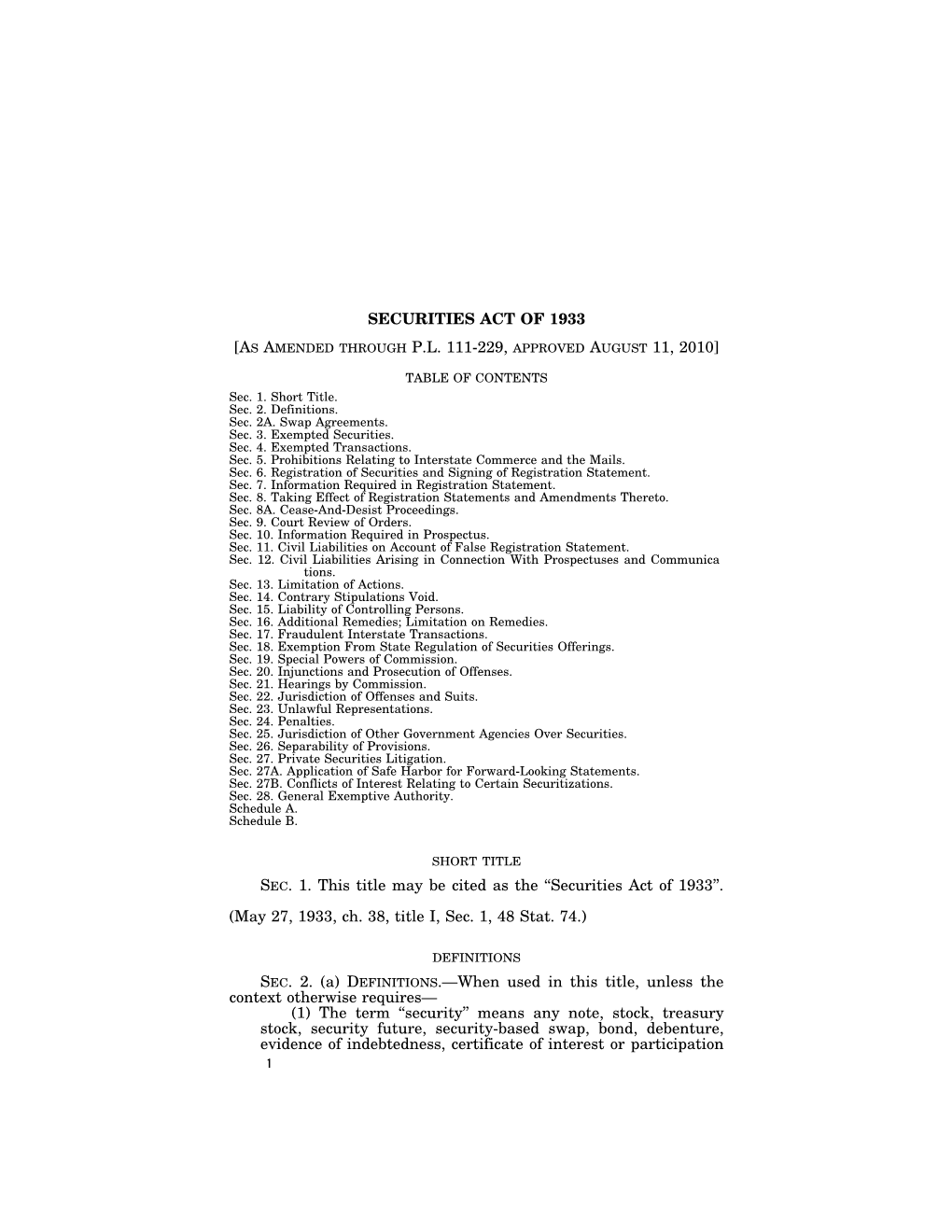 Securities Act of 1933