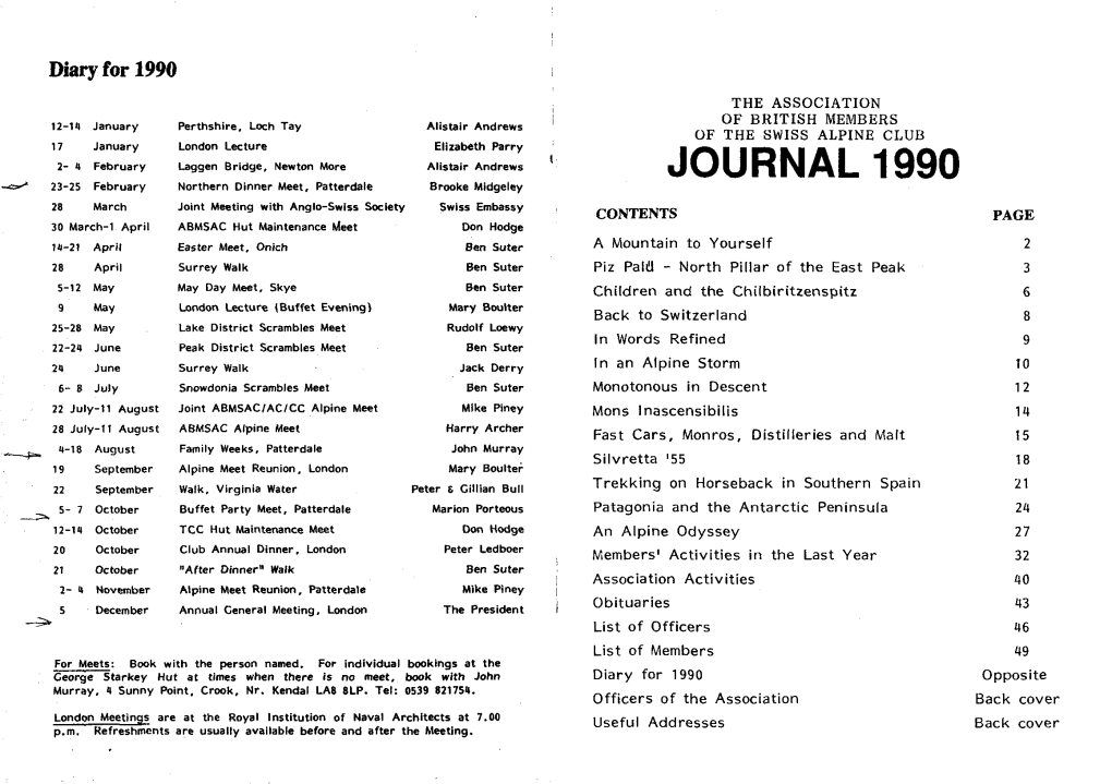 JOURNAL 1990 23-25 February Northern Dinner Meet, Patterdale Brooke Midgeley