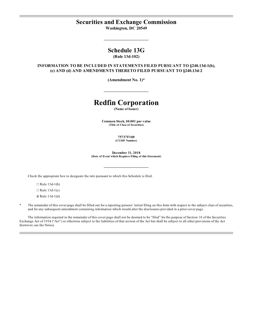 Redfin Corporation (Name of Issuer)