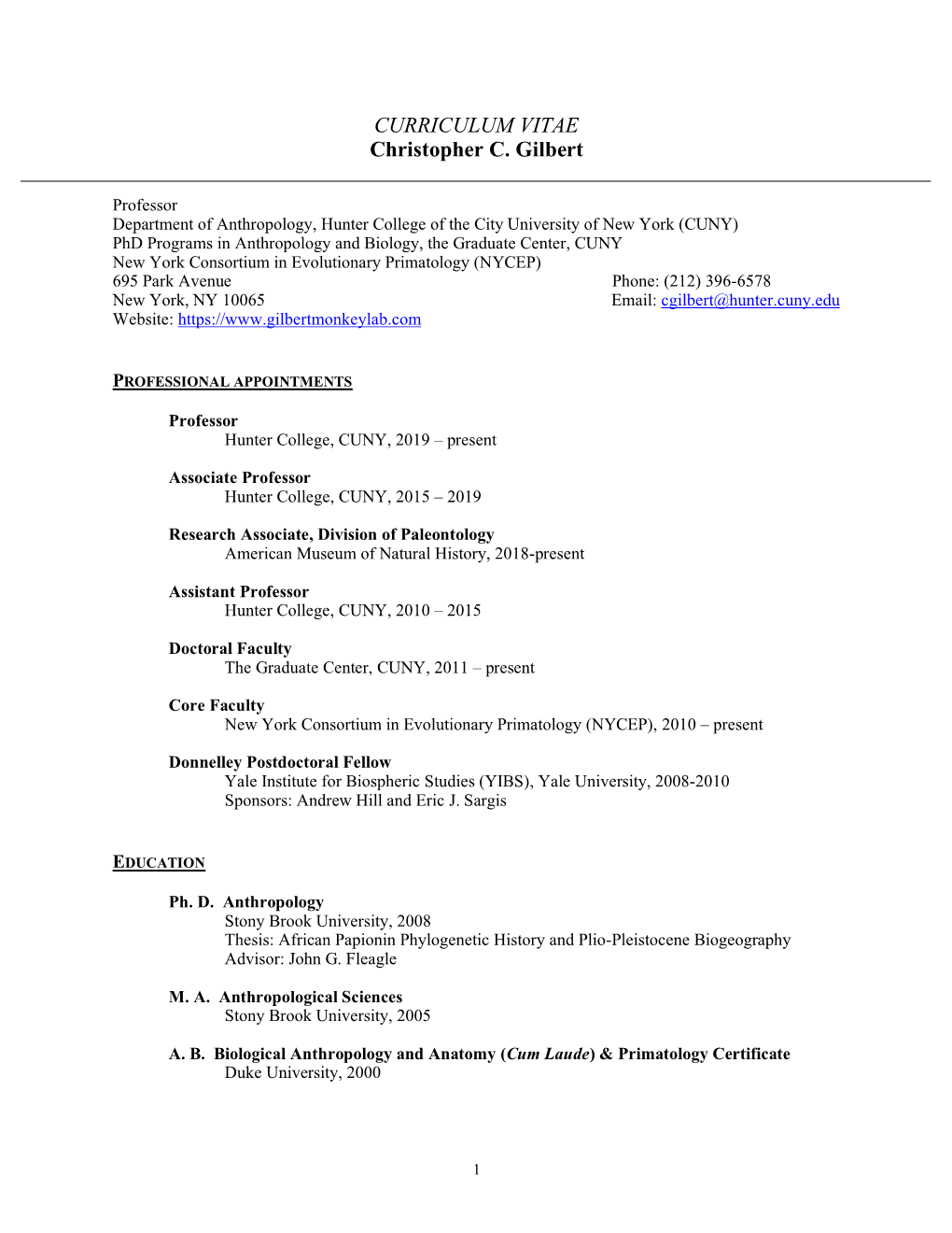 CURRICULUM VITAE Christopher C