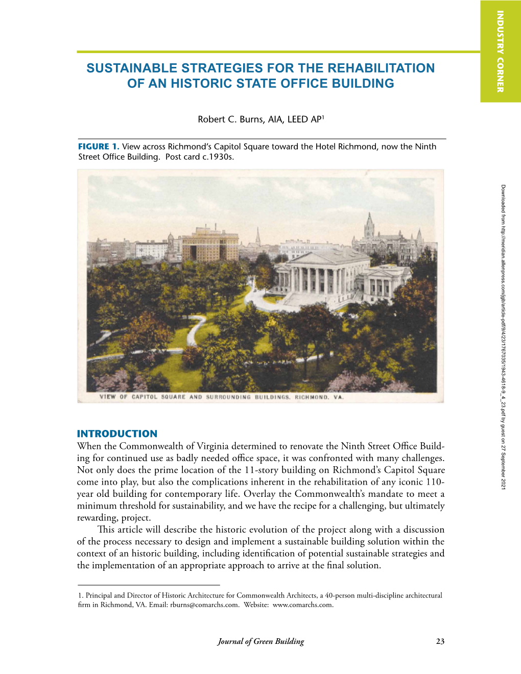 Sustainable Strategies for the Rehabilitation of an Historic State Office Building