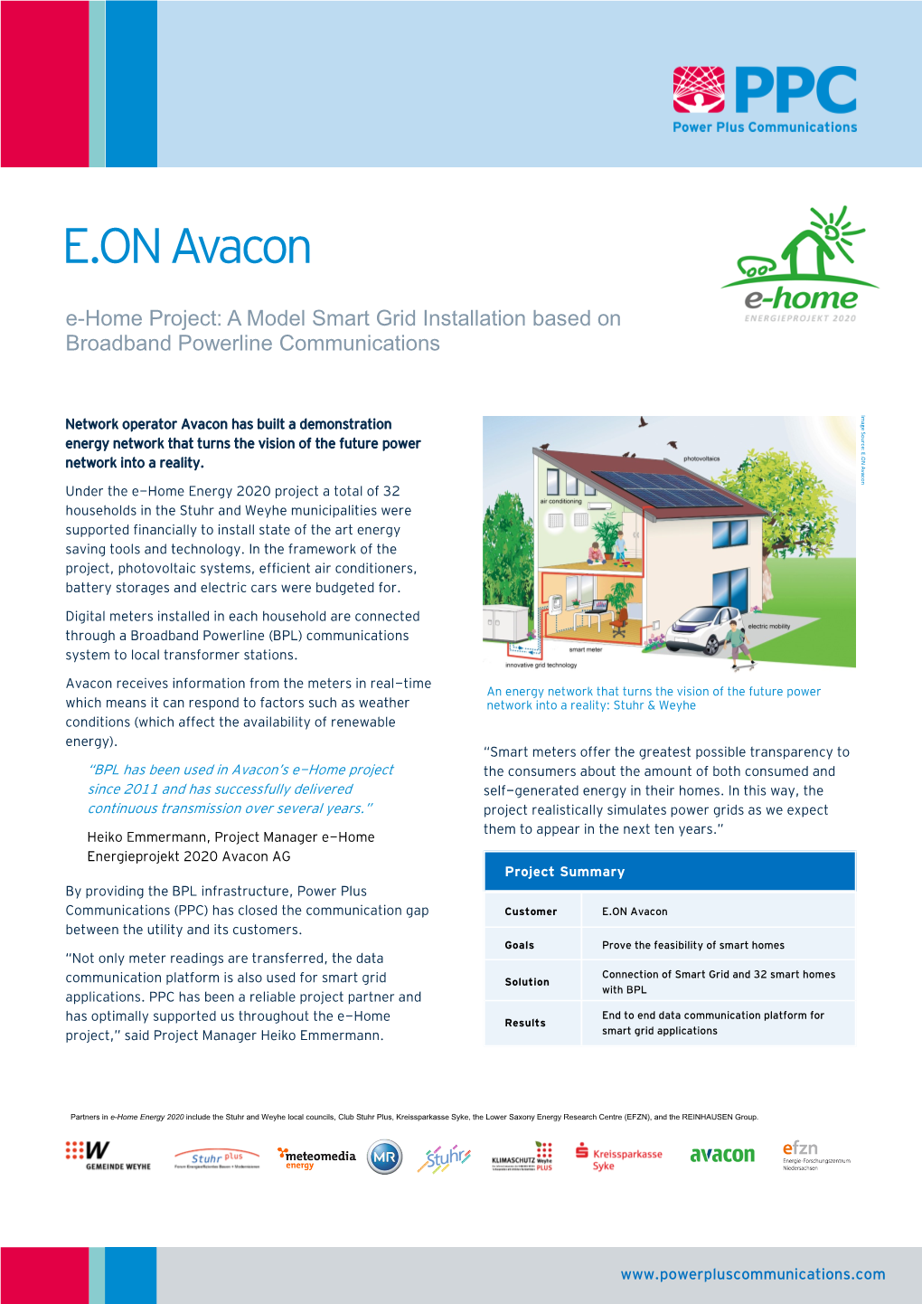 E.ON Avacon E-Home Project: a Model Smart Grid Installation Based On