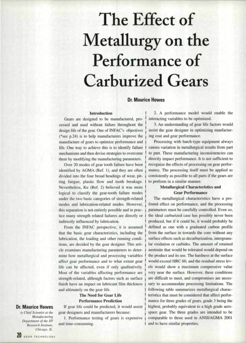 The Effect of Metallurgy on the Performance of Carburized Gears