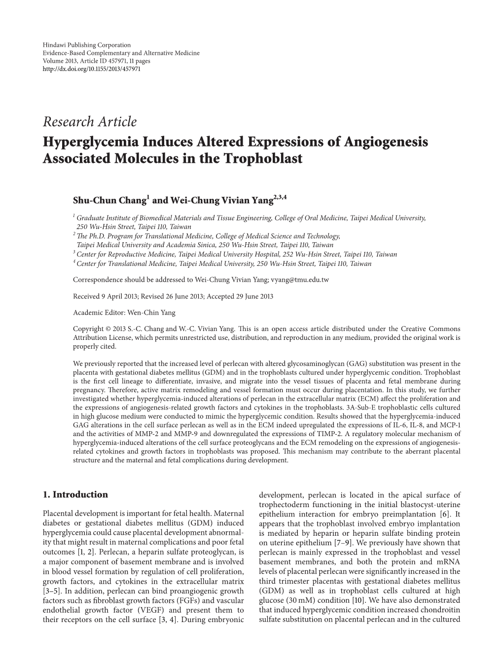 Hyperglycemia Induces Altered Expressions of Angiogenesis Associated Molecules in the Trophoblast