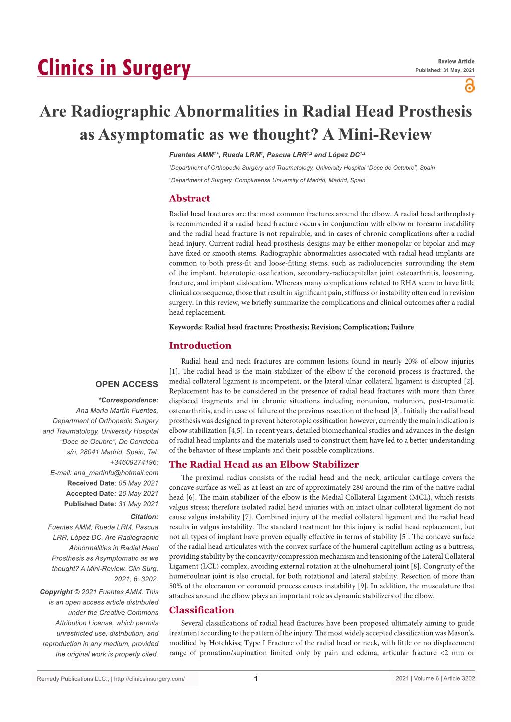 Are Radiographic Abnormalities in Radial Head Prosthesis As Asymptomatic As We Thought? a Mini-Review