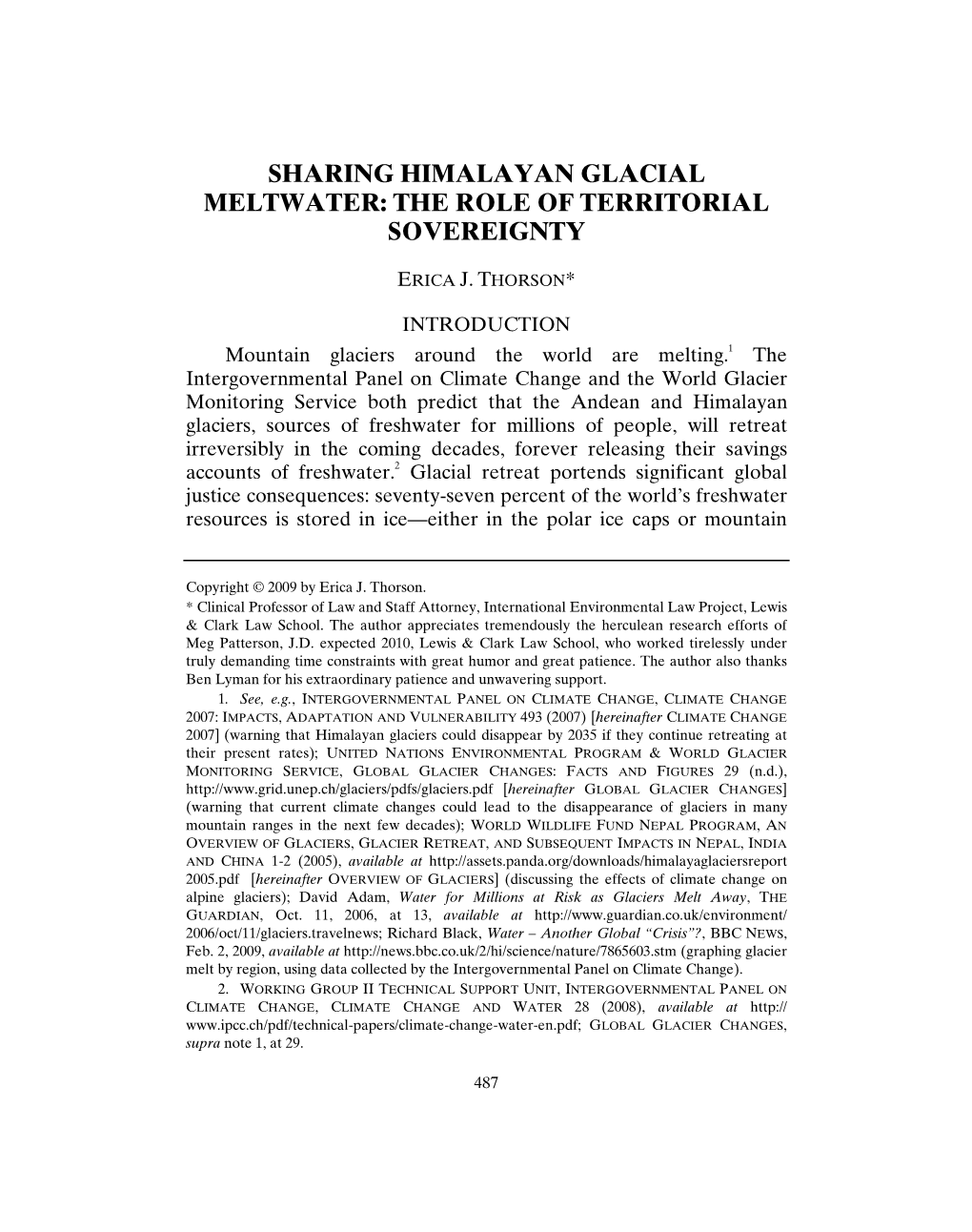Sharing Himalayan Glacial Meltwater: the Role of Territorial Sovereignty