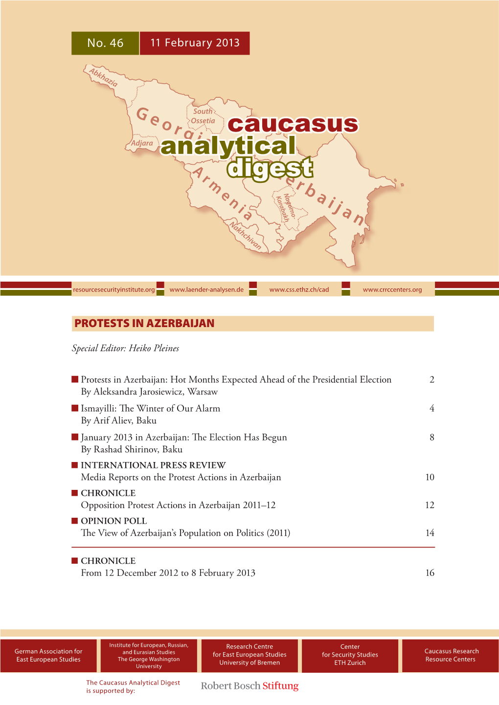 No 46 Caucasus Analytical Digest: Protests in Azerbaijan