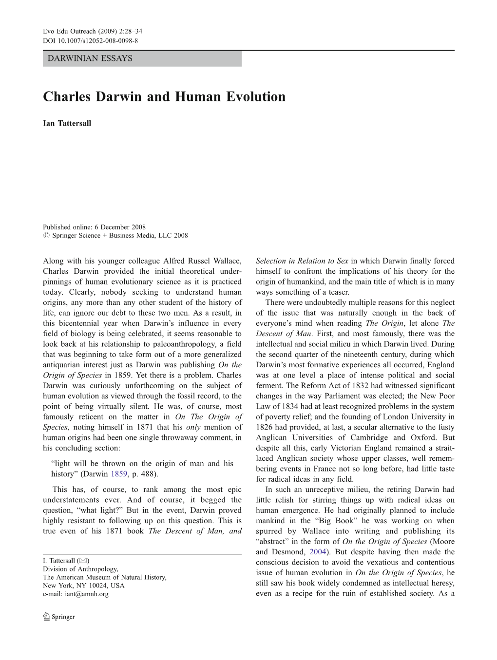 Charles Darwin and Human Evolution