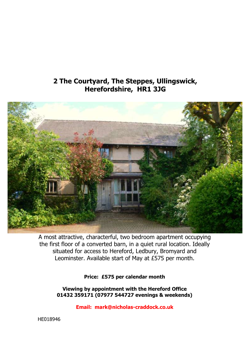 2 the Courtyard, the Steppes, Ullingswick, Herefordshire, HR1 3JG