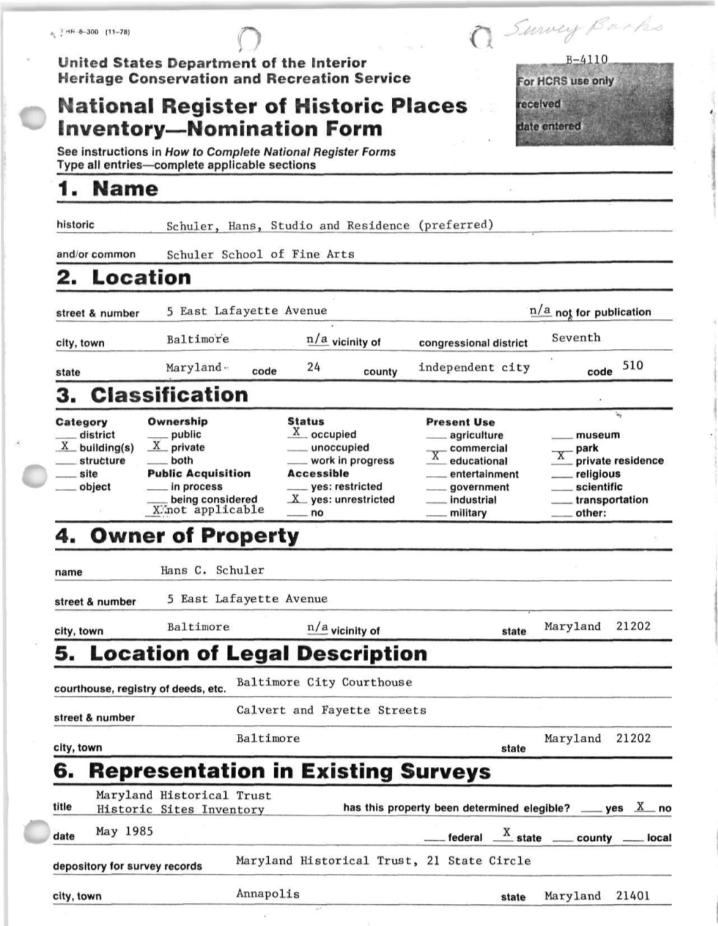 National Register of Historic Places Inventory—Nomination Form 1