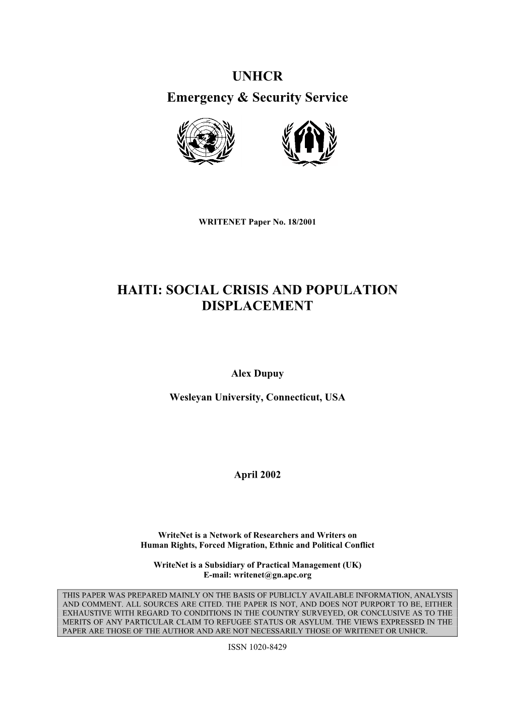 Haiti: Social Crisis and Population Displacement