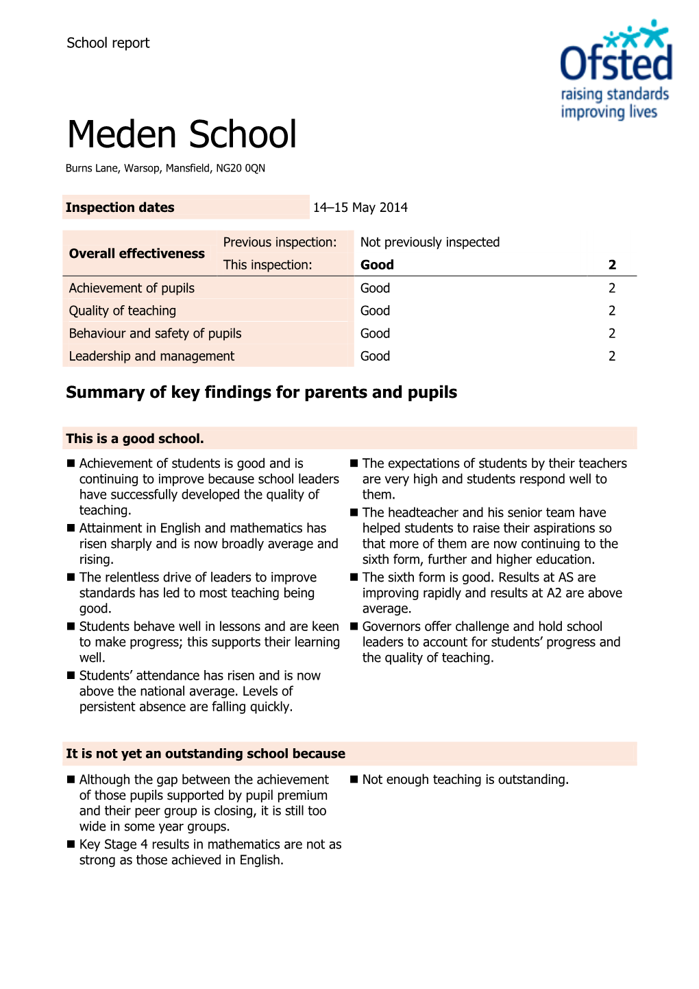 Ofsted Report 2014