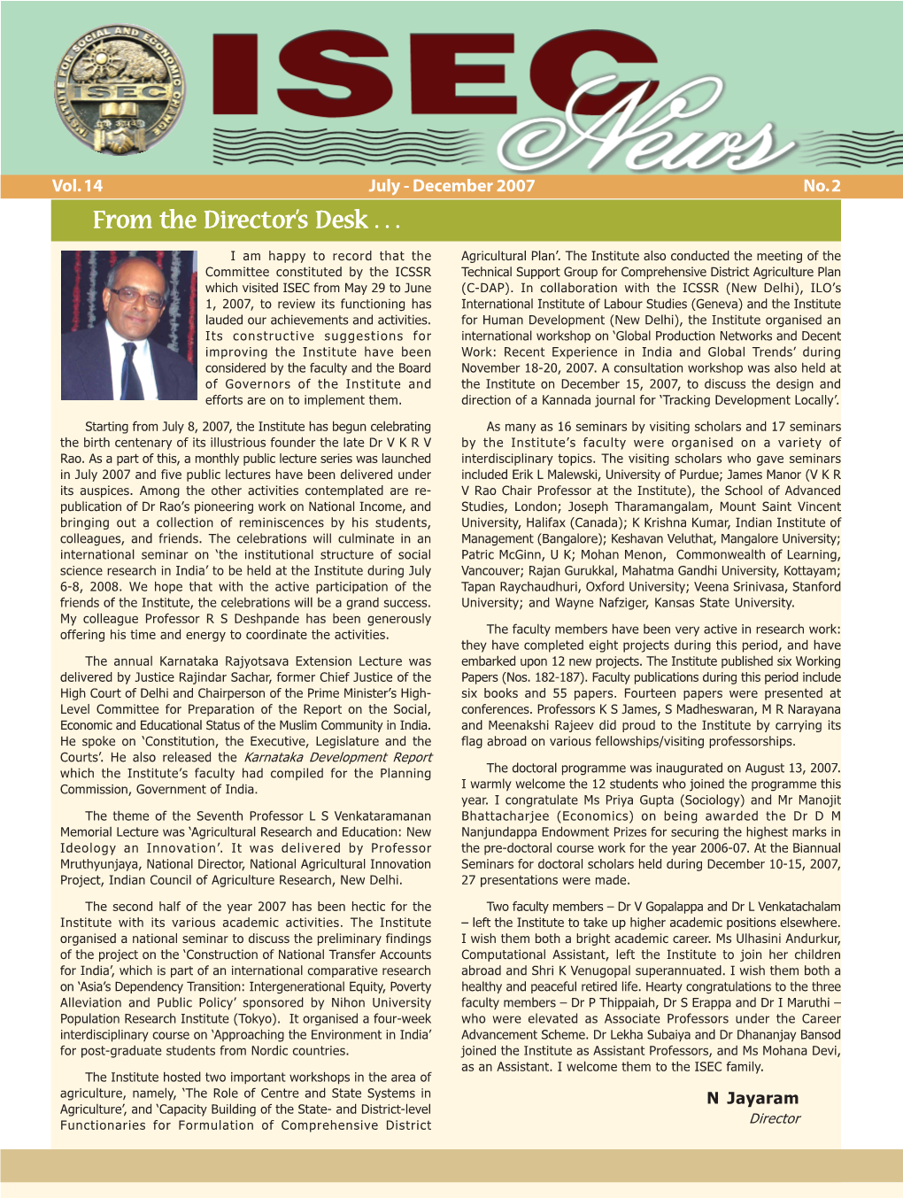 Newsletter July-December 2007