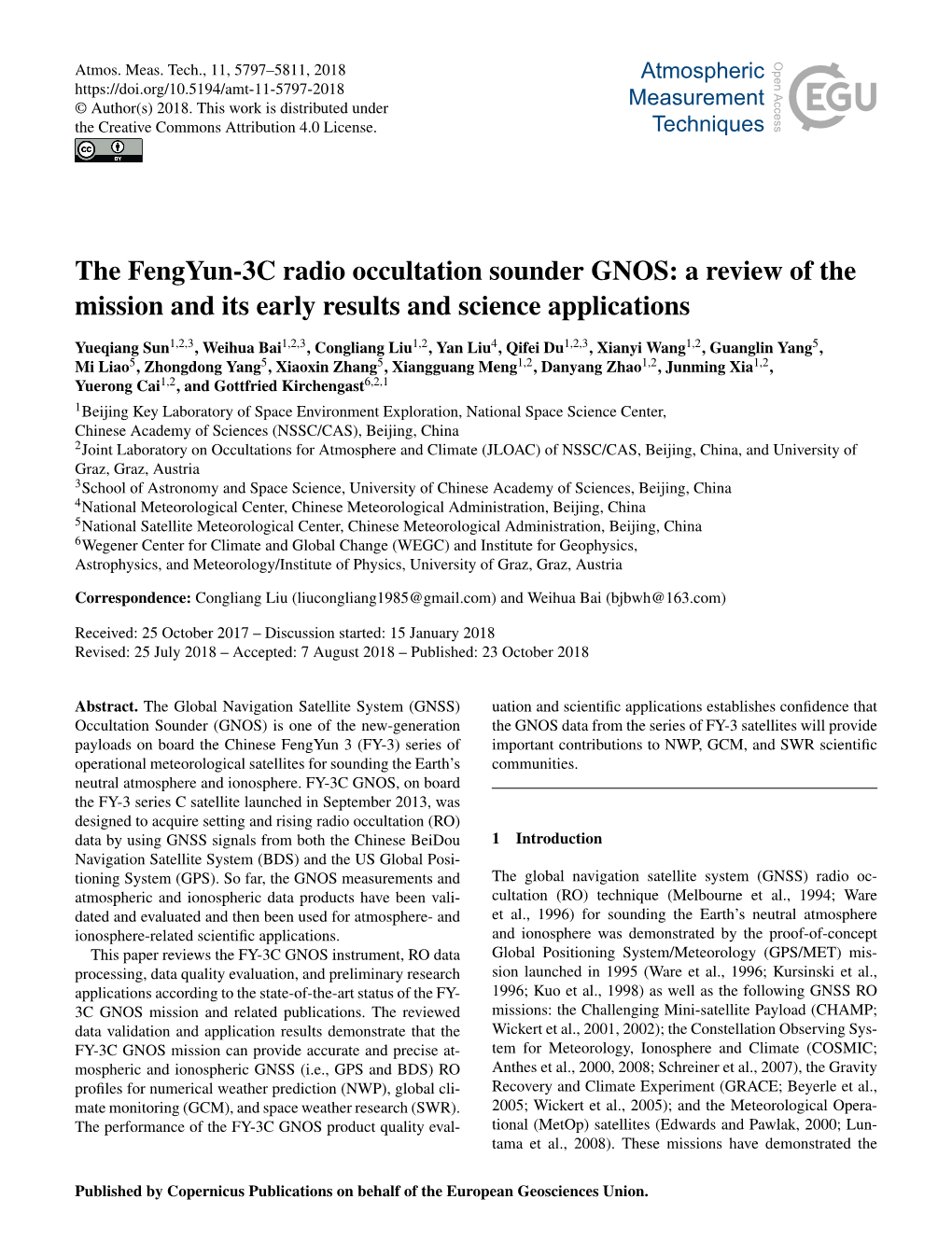 The Fengyun-3C Radio Occultation Sounder GNOS: a Review of the Mission and Its Early Results and Science Applications