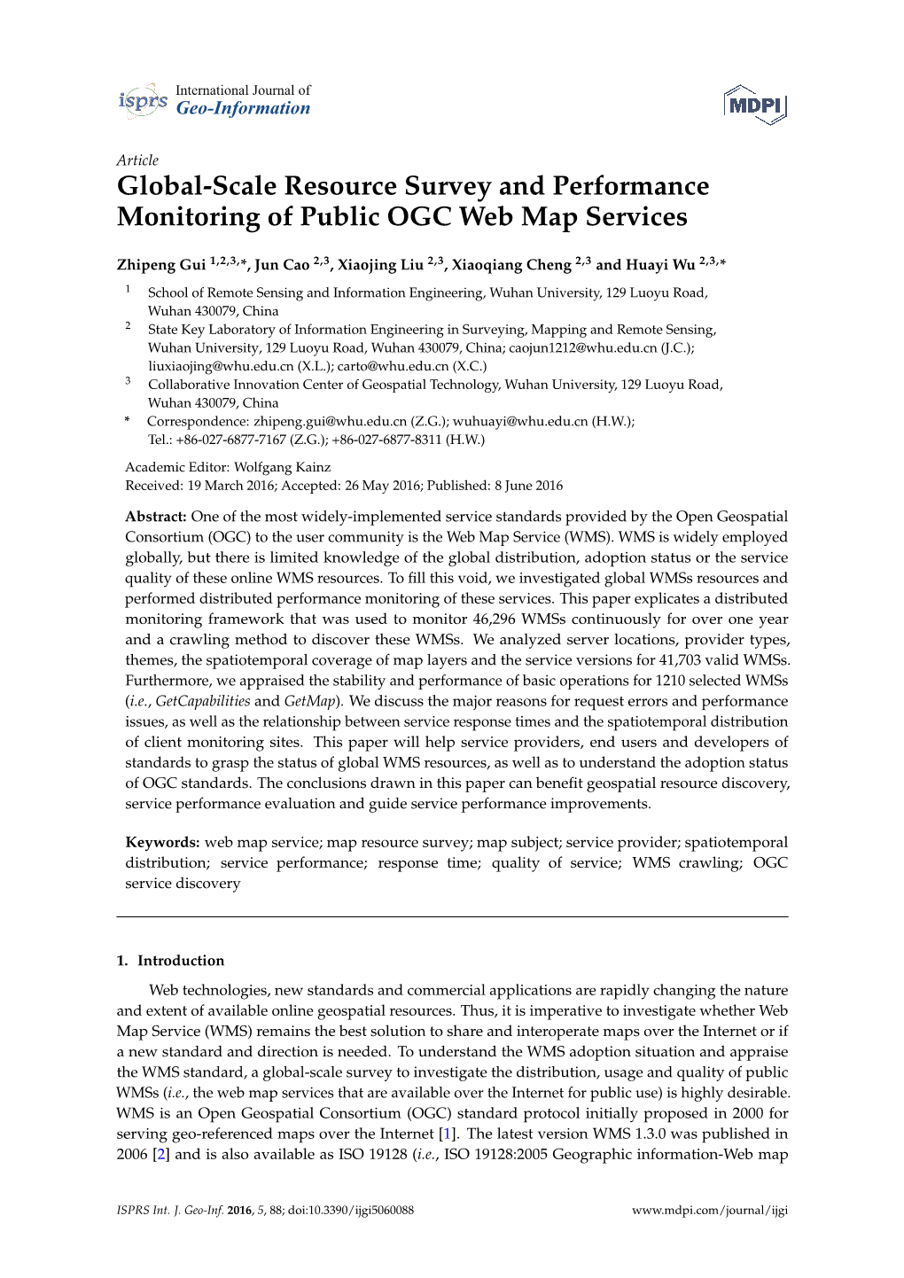 Global-Scale Resource Survey and Performance Monitoring of Public OGC Web Map Services