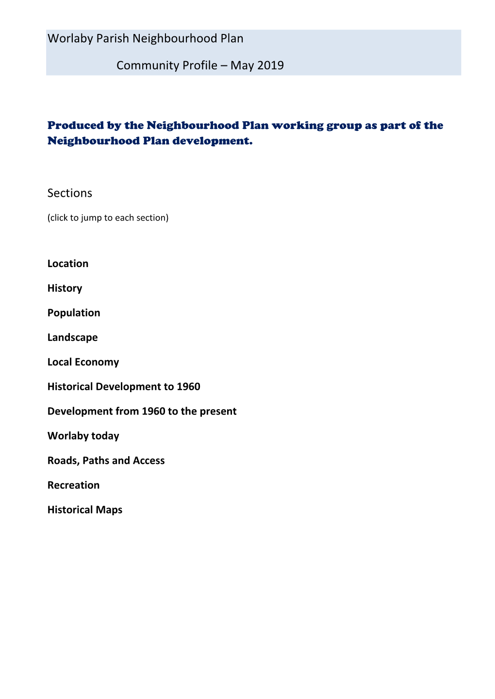 Worlaby Parish Neighbourhood Plan