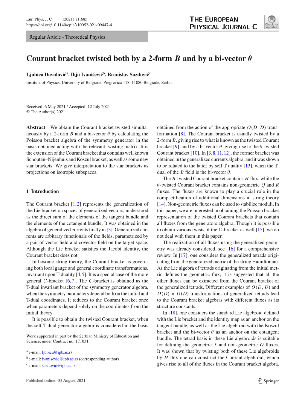 Courant Bracket Twisted Both by a 2-Form B and by a Bi-Vector Θ