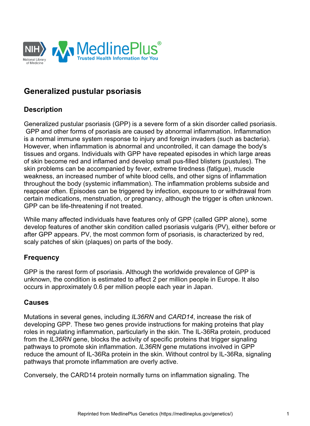 Generalized Pustular Psoriasis