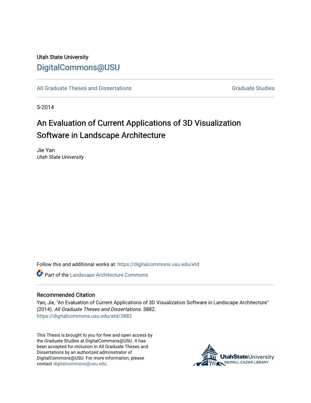 An Evaluation of Current Applications of 3D Visualization Software in Landscape Architecture