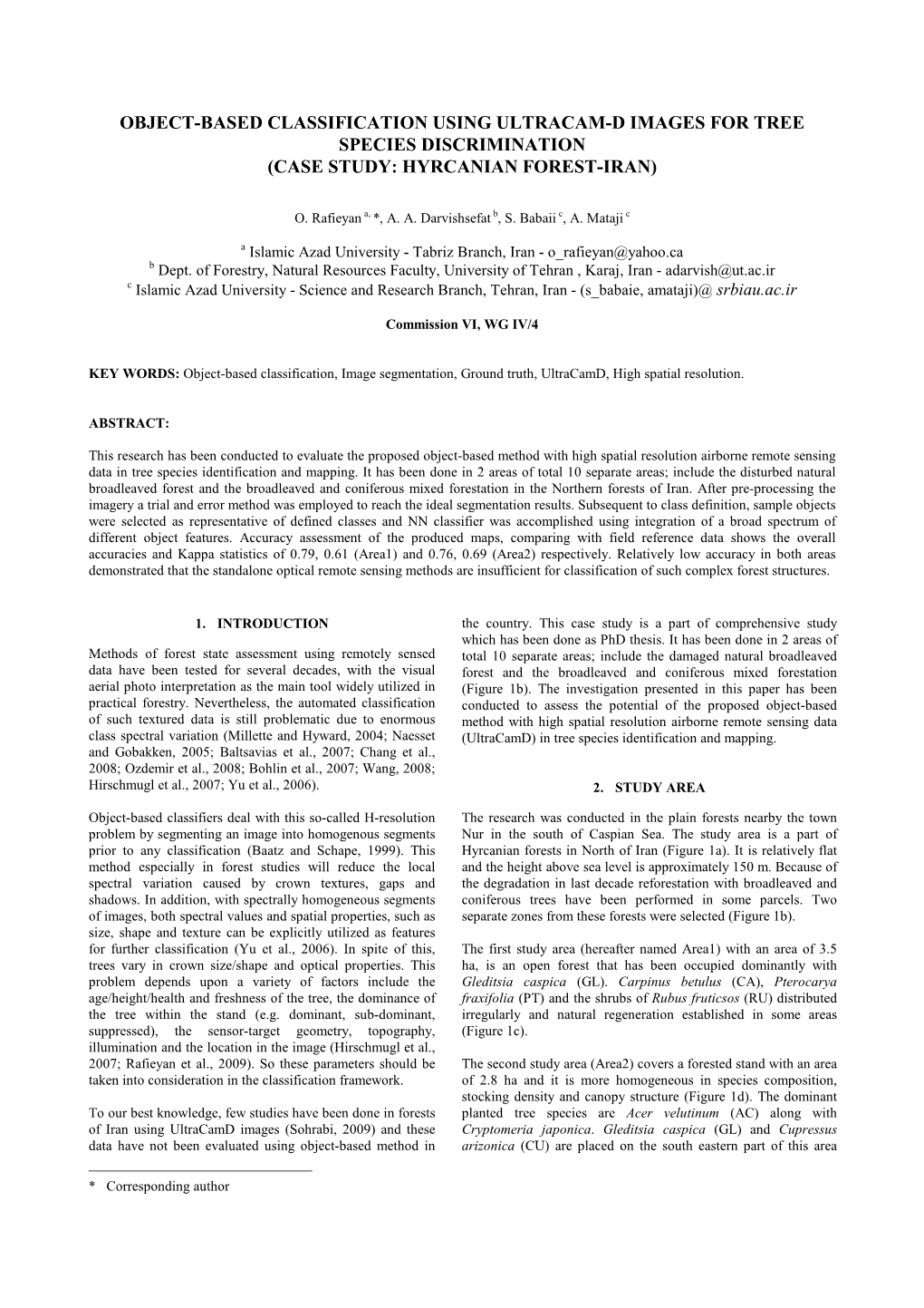 Object-Based Classification Using Ultracam-D Images for Tree Species Discrimination (Case Study: Hyrcanian Forest-Iran)