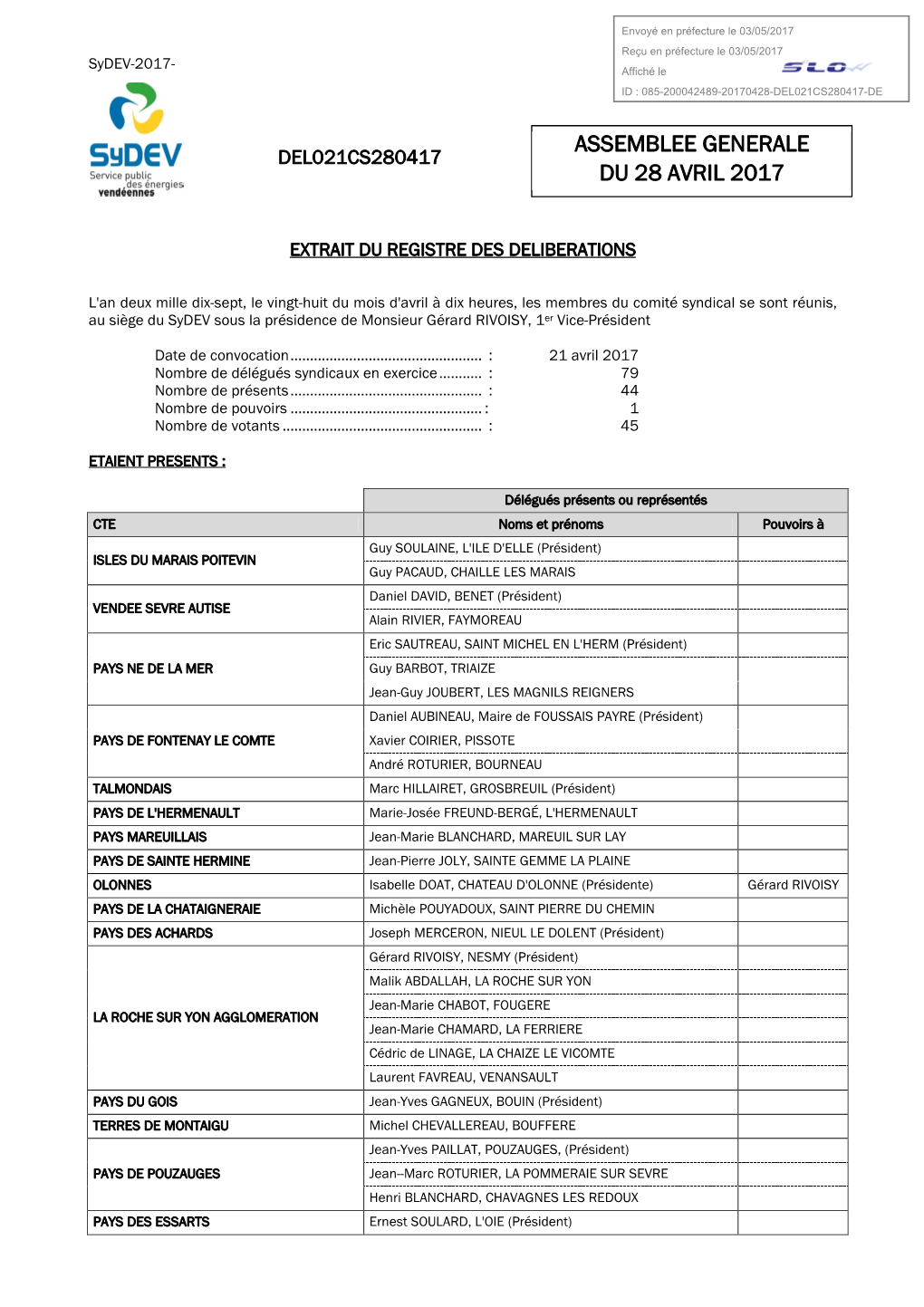 DEL021-Approbation Du CA 2016