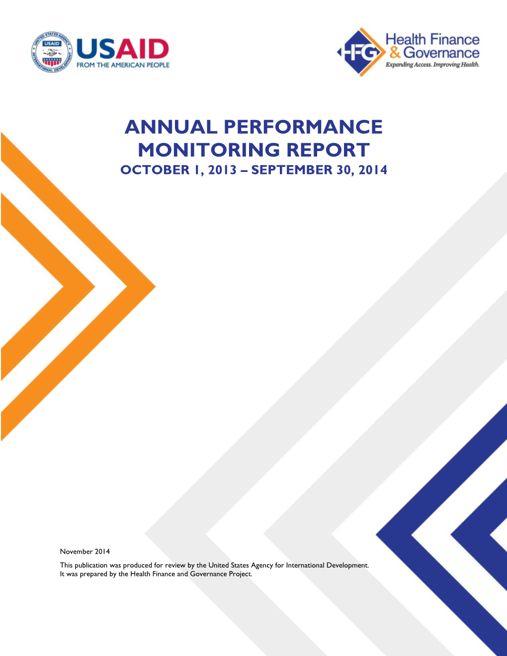 Annual Performance Monitoring Report October 1, 2013 – September 30, 2014