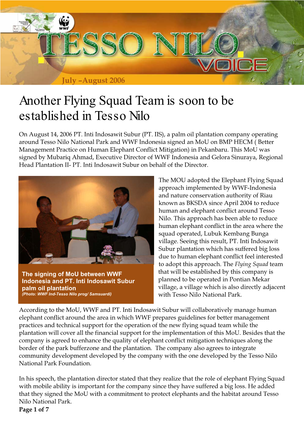 Another Flying Squad Team Is Soon to Be Established in Tesso Nilo