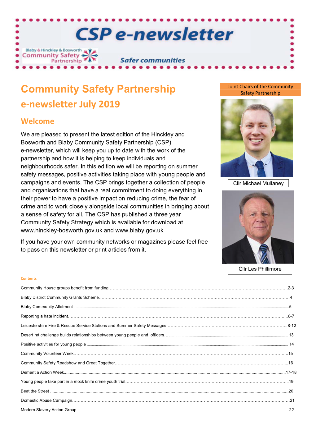 Community Safety Partnership Newsletter July 2019