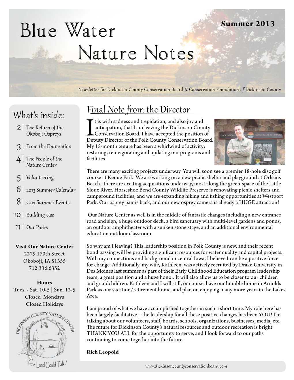 Blue Water Nature Notes