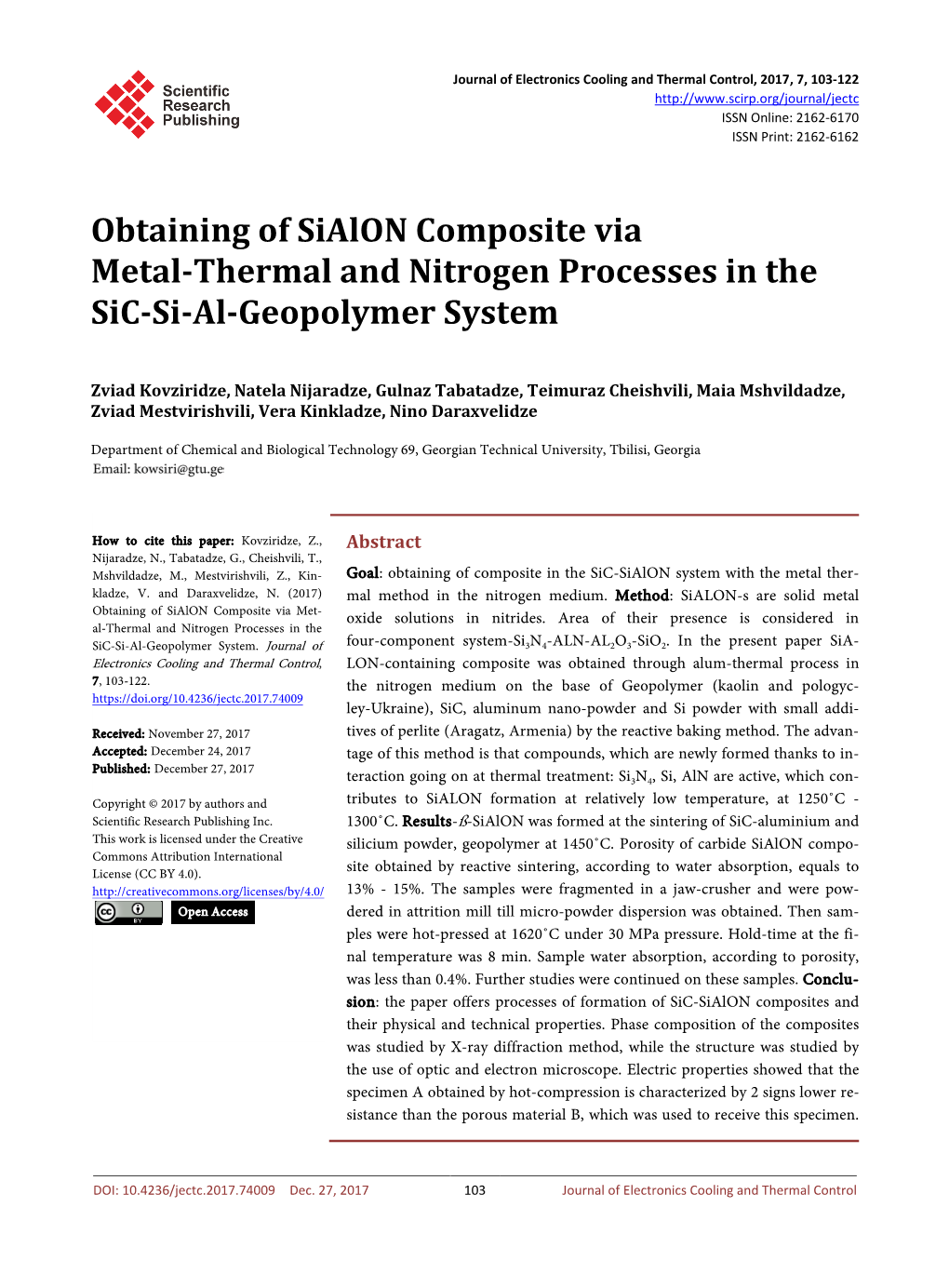 Obtaining of Sialon Composite Via Metal-Thermal and Nitrogen Processes in the Sic-Si-Al-Geopolymer System