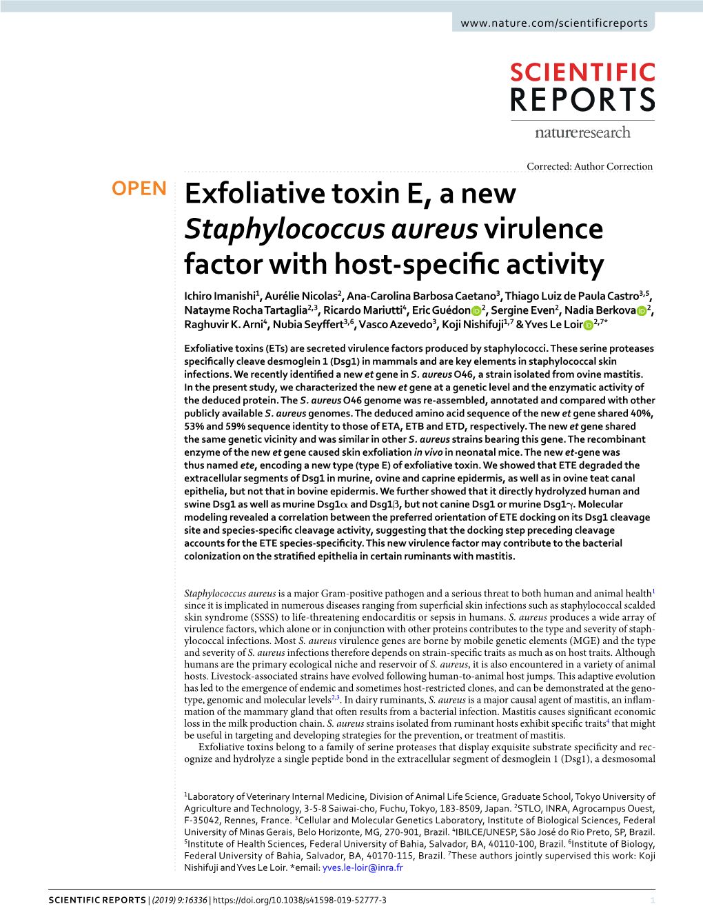 Exfoliative Toxin E, a New Staphylococcus Aureus