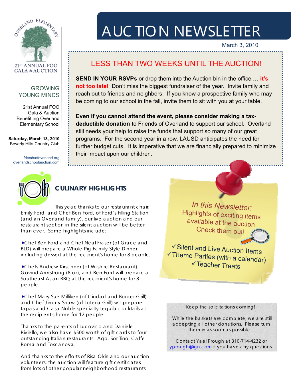 AUCTION NEWSLETTER March 3, 2010