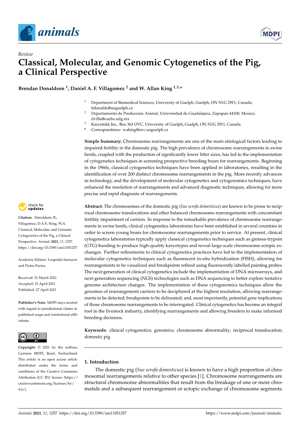 Classical, Molecular, and Genomic Cytogenetics of the Pig, a Clinical Perspective