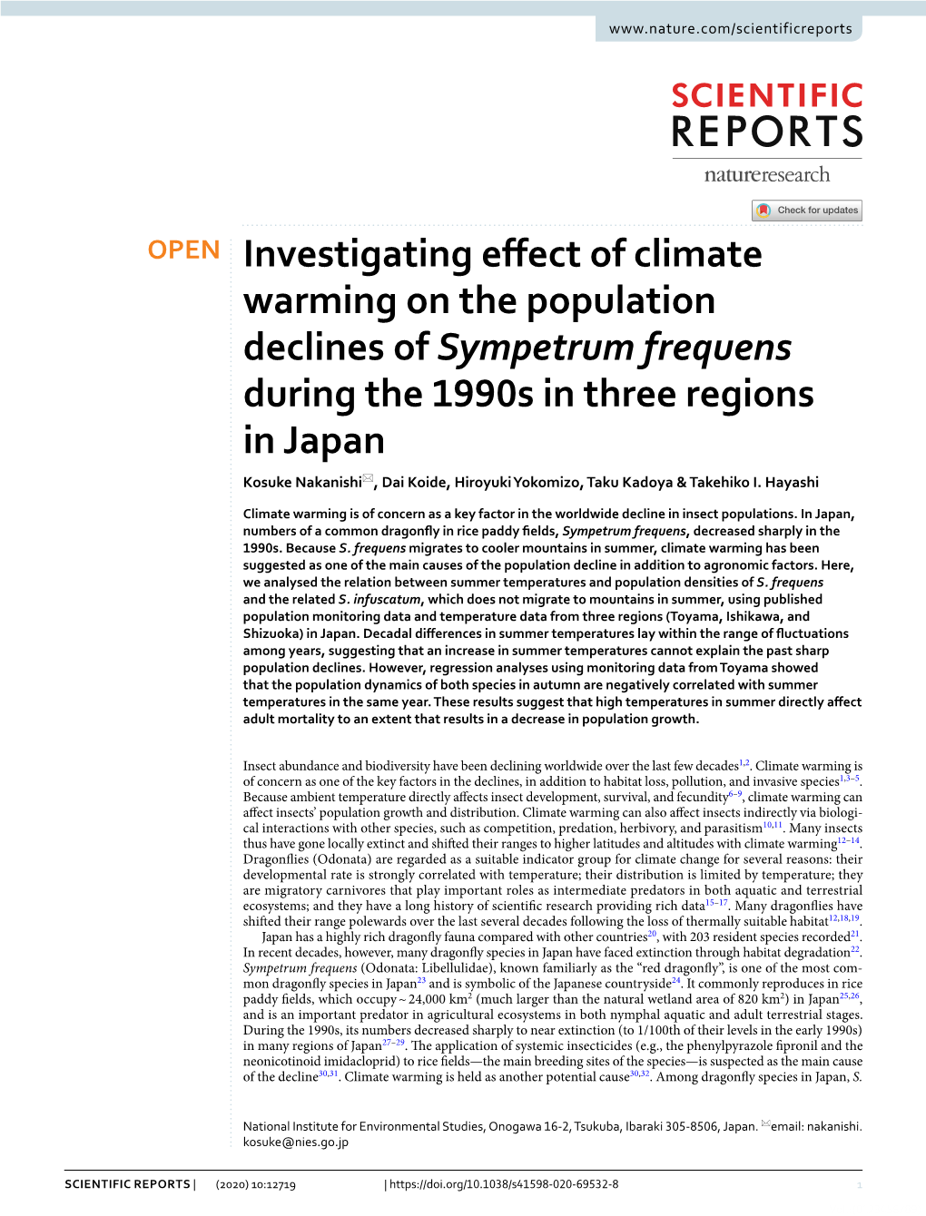 Investigating Effect of Climate Warming on the Population Declines Of